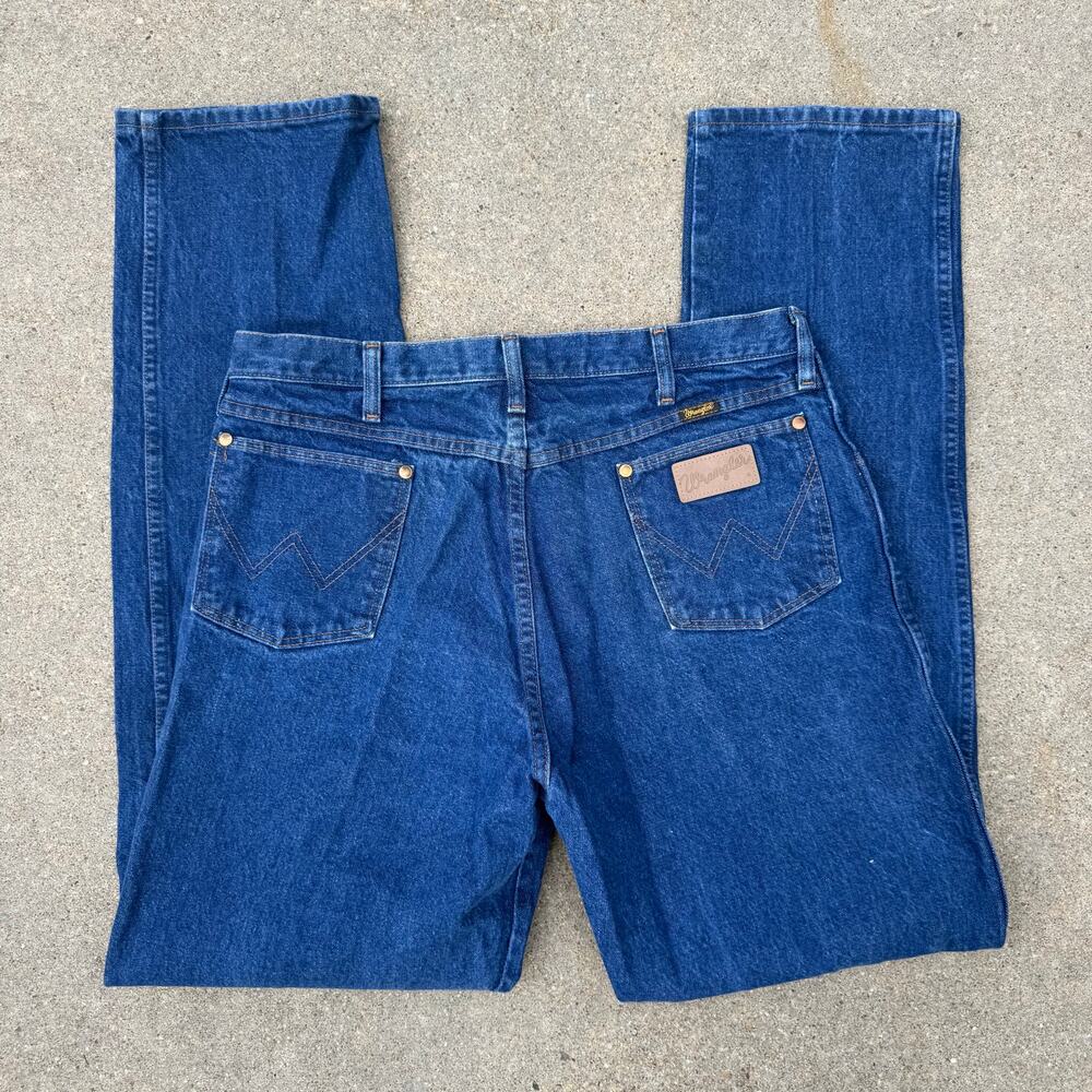Vintage 90s Wrangler 13MWZ Cowboy Cut Original Fit Blue Jeans 36x36 TALL